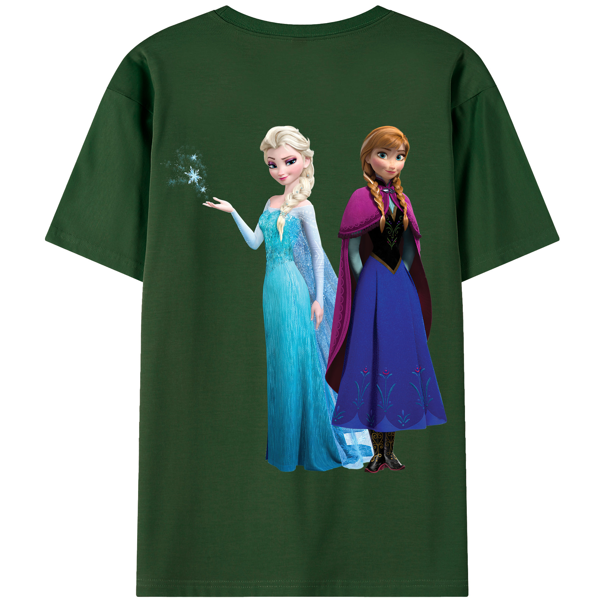 （画像用） アナと雪の女王 アンナ エルサ Frozen Anna Elsa 綿100％半袖Tシャツ（背面プリント）